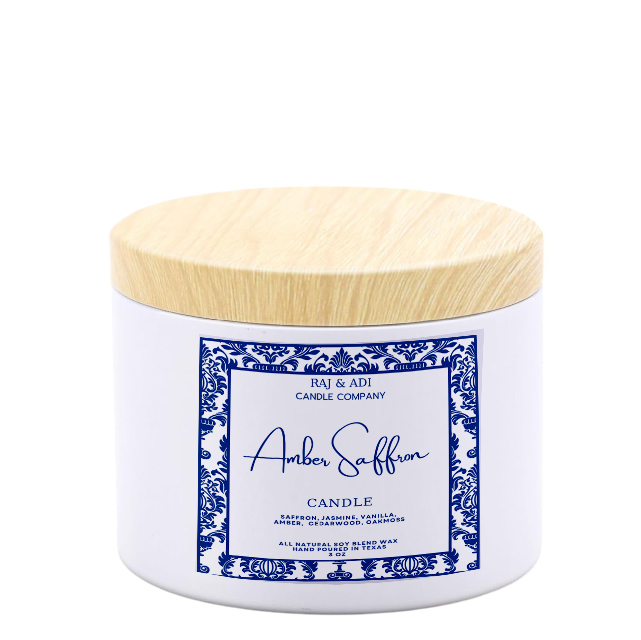 Amber Saffron Candle - 3 oz Soy Blend | Wood Wick | Elegant & Addictive Aroma
