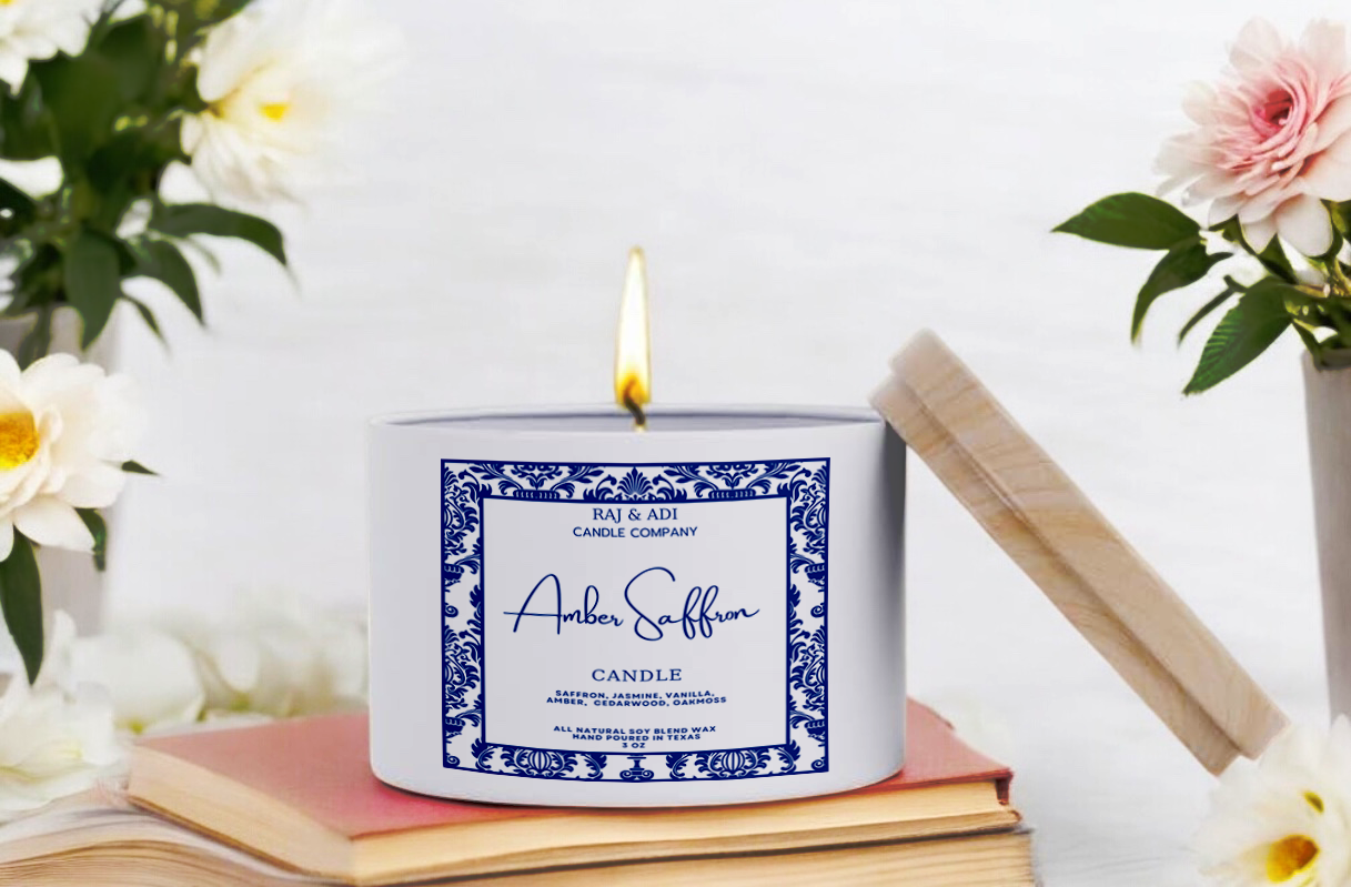 Amber Saffron Candle - 3 oz Soy Blend | Wood Wick | Elegant & Addictive Aroma