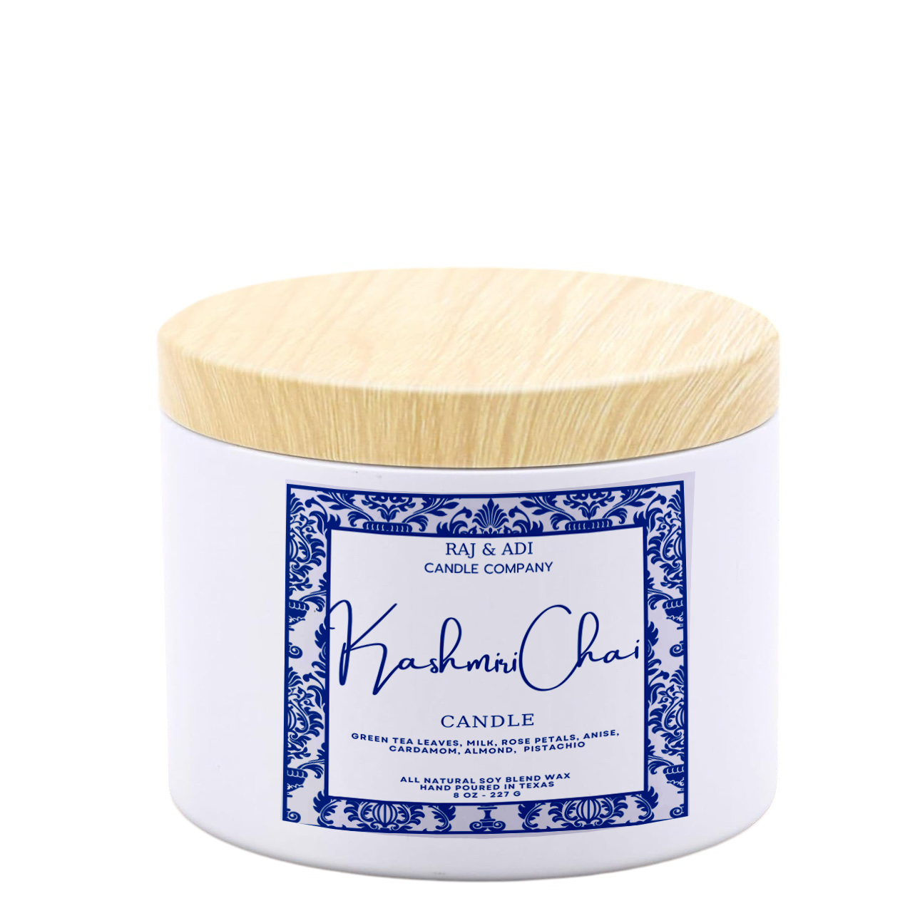 Kashmiri Chai Candle - Hand-Poured, 3 oz - Aromatic green tea leaves and sweet, creamy milk.